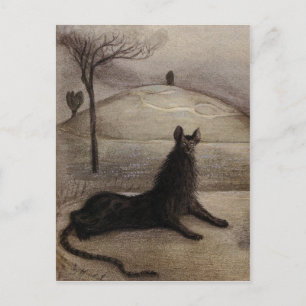 Vintage Cat Art-vykort Vykort