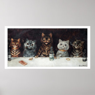 Vintage Cat Bachelor Party av Louis Wain Poster