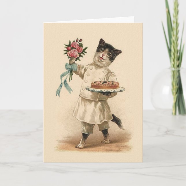 Vintage Cat Best Önskemål Greeting Card Kort (Framsida)