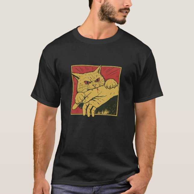 Vintage Cat Bite T-Shirt (Framsida)