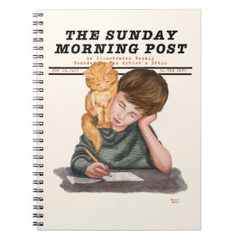 Vintage Cat & Boy Illustrated Magazine 1920s Anteckningsbok