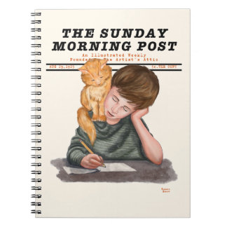 Vintage Cat & Boy Illustrated Magazine 1920s Anteckningsbok