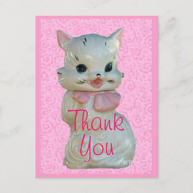 Vintage Cat Cookie Burk vykort - anpassa (Framsida)