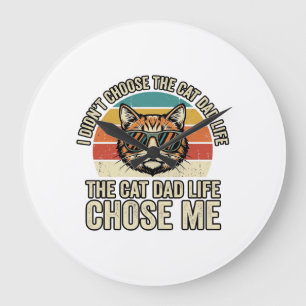 Vintage Cat Dad Life Chose Me T-Shirt Design_1 Stor Klocka
