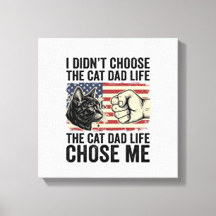 Vintage Cat Dad Liv Patriotisk Vector T-Shirt Desi Canvastryck