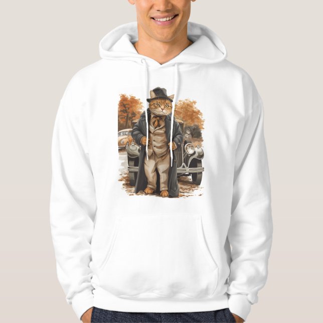Vintage Cat Elegance Hoodie (Framsida)