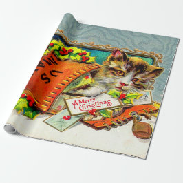 Vintage Cat God jul Presentpapper