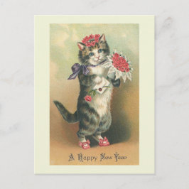 "Vintage Cat Gott nytt år" vykort