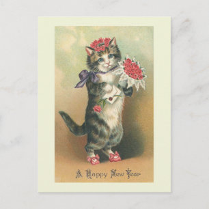 "Vintage Cat Gott nytt år" vykort