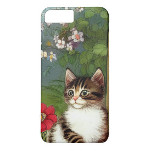 Vintage Cat Illustration med Vår blommor