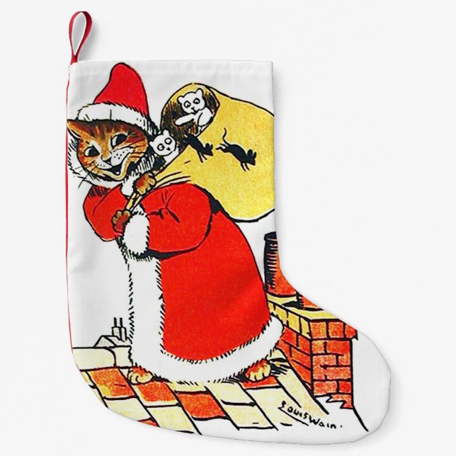Vintage Cat Jultomten (jul), Louis Wain Liten Julstrumpa (Framsidan)