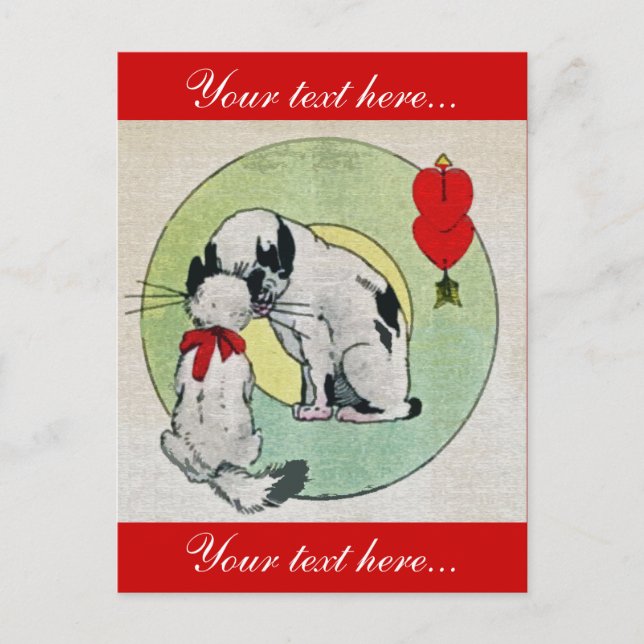 Vintage Cat Kärlek Vykort (Framsida)