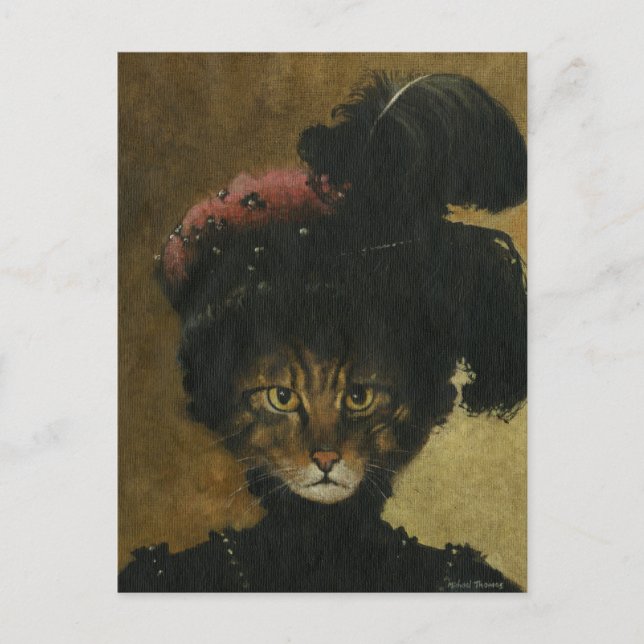Vintage Cat Lady Postcard Vykort (Framsida)