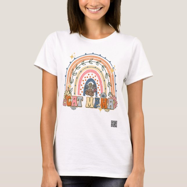 Vintage Cat Mamma T Shirt (Framsida)