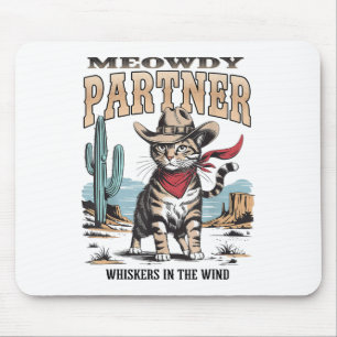 Vintage Cat Meowdy Partner Cowboypresenter För man Musmatta