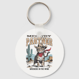 Vintage Cat Meowdy Partner Cowboypresenter För man Nyckelring