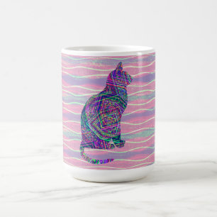 Vintage Cat Mugg Coffee Kopp i Stil Cat Cat Coffee