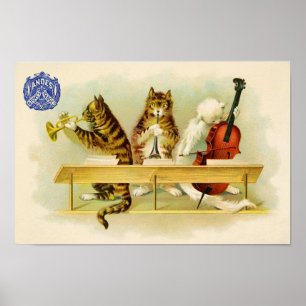 Vintage Cat Musician Band Advertisation Poster