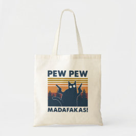Vintage cat Pew Pew Madafakas Tygkasse