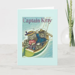 Vintage Cat Sailing Note Card Kort