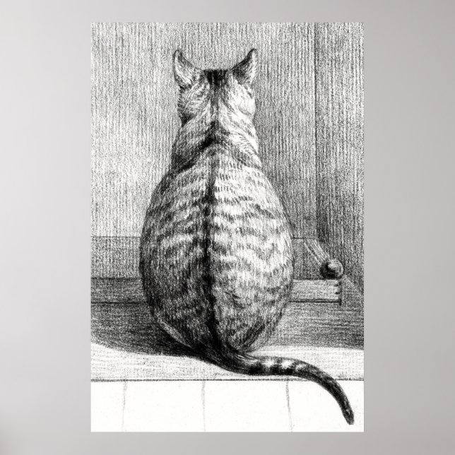 Vintage Cat Sketch Art Drawing Poster (Framsidan)