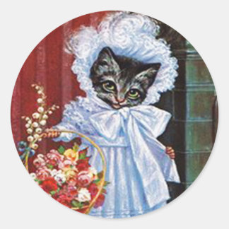 Vintage Cat Sticker, Arthur Thiele Runt Klistermärke