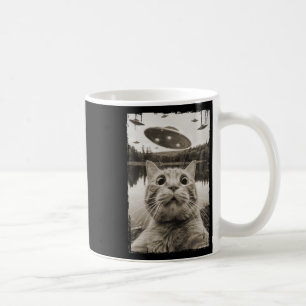 Vintage Cat Ufo-möten - lustigt Ufo- och kattstål Kaffemugg