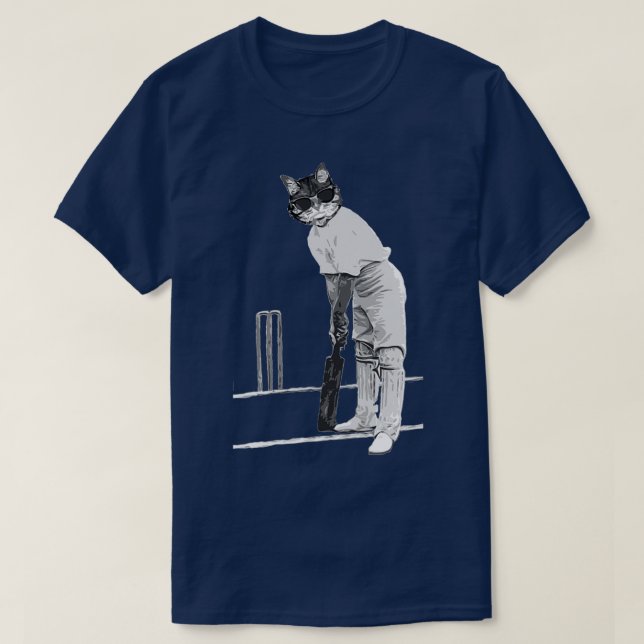 Vintage Cat-uppspelningscricket T Shirt (Design framsida)