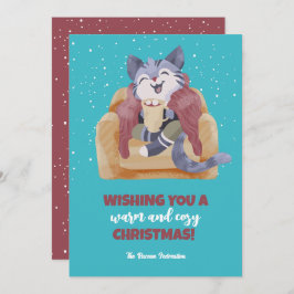 Vintage Cat Winter Helgdag God jul Julkort