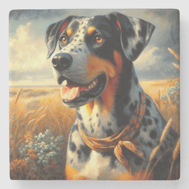 Vintage Catahoula Leopard Hund Painting Stenunderlägg (Framsidan)