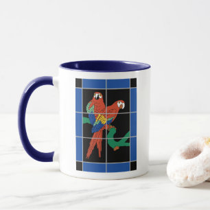 Vintage Catalina Island Red Parrots Tile Mural Mug Mugg