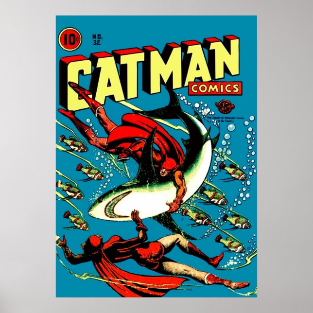 Vintage Catman Tecknad Bok Cover nr 32 Poster (Framsidan)