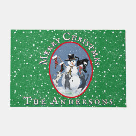 Vintage Cats and Snowman Green Custom Christmas