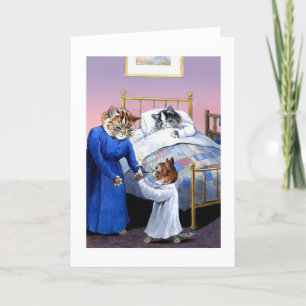 Vintage Cats Bedtime Card by Louis Wain Kort