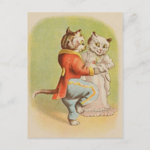 Vintage Cats Dancing Postcard Vykort
