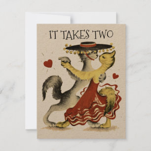 Vintage Cats Dancing Valentines kortmall Julkort