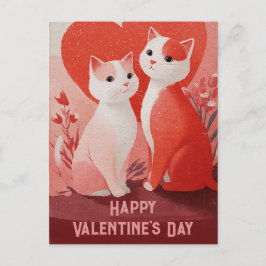 Vintage Cats in Heart Scene Valentine’s Day Vykort