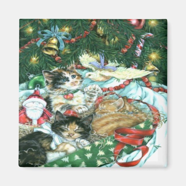 Vintage Cats-julgranen Magnet (Framsidan)