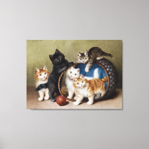 Vintage Cats Kittens Sophie Sperlich Red Boll Canvastryck