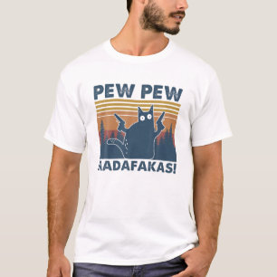 Vintage Cats Pew Pew Madafakas Funny Crazy Cat Lov T Shirt