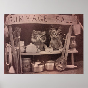 Vintage Cats Rummage Sale Poster