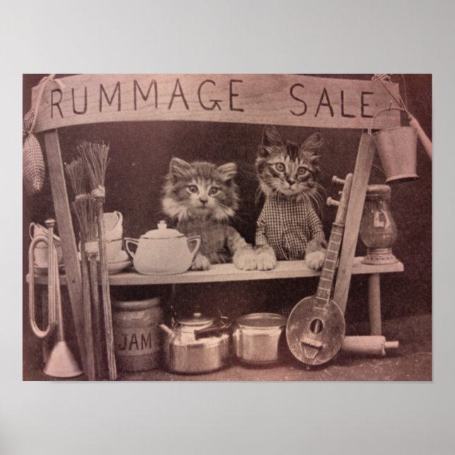 Vintage Cats Rummage Sale Poster (Framsidan)