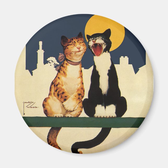 Vintage Cats Singing, Funny and Fånig Animals Magnet (Framsidan)