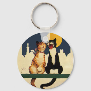 Vintage Cats Singing, Funny and Fånig Animals Nyckelring