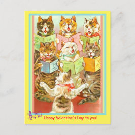 Vintage Cats Singing Valentine Postcard, alt. Tuck Vykort