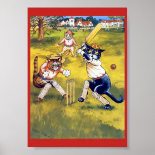 Vintage Cats spelar Cricket Poster