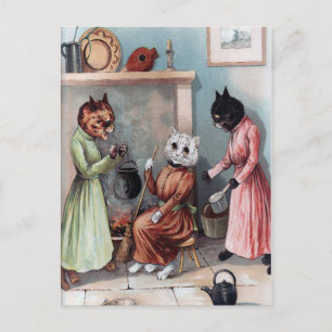 Vintage Cats Vykort
