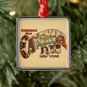 Vintage Catskill Mtns Julgransprydnad Metall