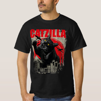 Vintage Catzilla Cat Japansk Art Funny Cat-gåvor T Shirt