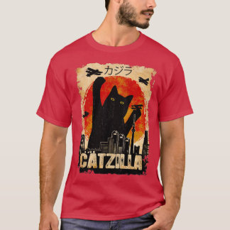 Vintage Catzilla Funny Black Cat T Shirt